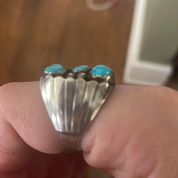 Vintage sterling silver ring size 10 - Picture 2 of 3